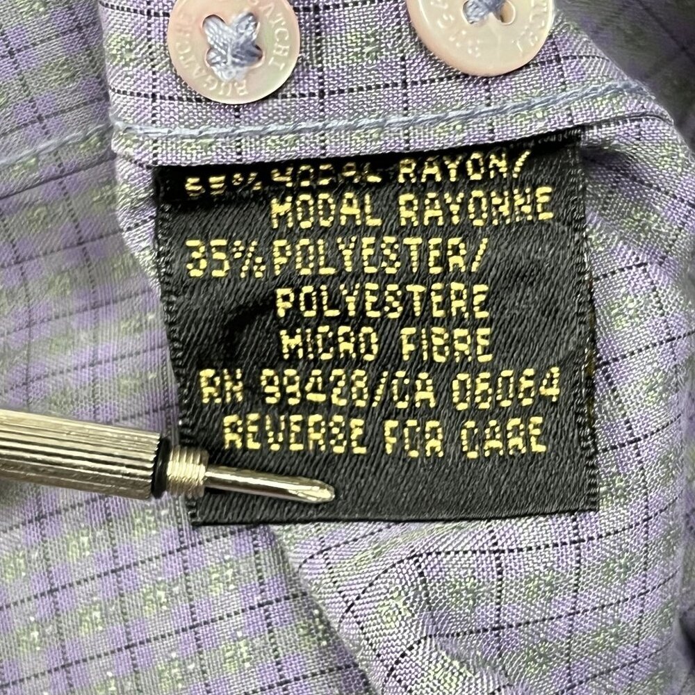 Bugatchi Button Down Shirt Mens L Purple Micro Check Short Sleeve Uomo Modal - Picture 4 of 6